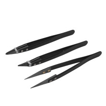 Zwarte Keramische Pincetset - Antistatisch, Anticorrosief, Antimagnetisch, Zeer Hittebestendig (3 Stuks)