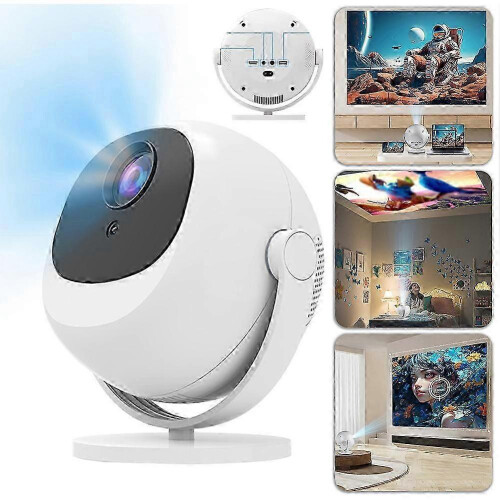 (EU plug) 360 Degree Portable 4K Projector Smart Home Theater Projector with Android 11, Multi-Device Connectivity, and Remote Control 1