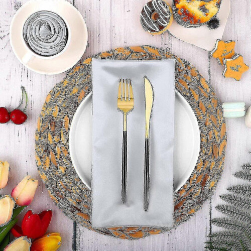 (grey) 16 Square Satin Napkins, Shiny Satin, Soft And Smooth, 50*50cm/dian01 1