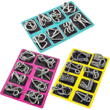 24pcs Metal Wire Puzzle Set, Brain Teaser Iq Test Disentanglemen Iron Link Unlock Interlock Game Chinese Ring Magic Trick Toy Kids Adults Challenge
