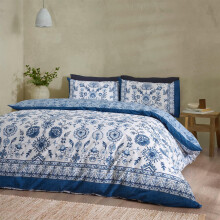 (Double, Blue) Catherine Lansfield Zoukara Blue Duvet Cover Set Bedding Set