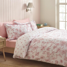 (Double, Pink) Catherine Lansfield Mirabelle Pink Duvet Cover Set Bedding Set