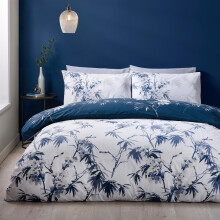 (King, Blue) Catherine Lansfield Kyoto Floral Blue Duvet Cover Set Bedding Set