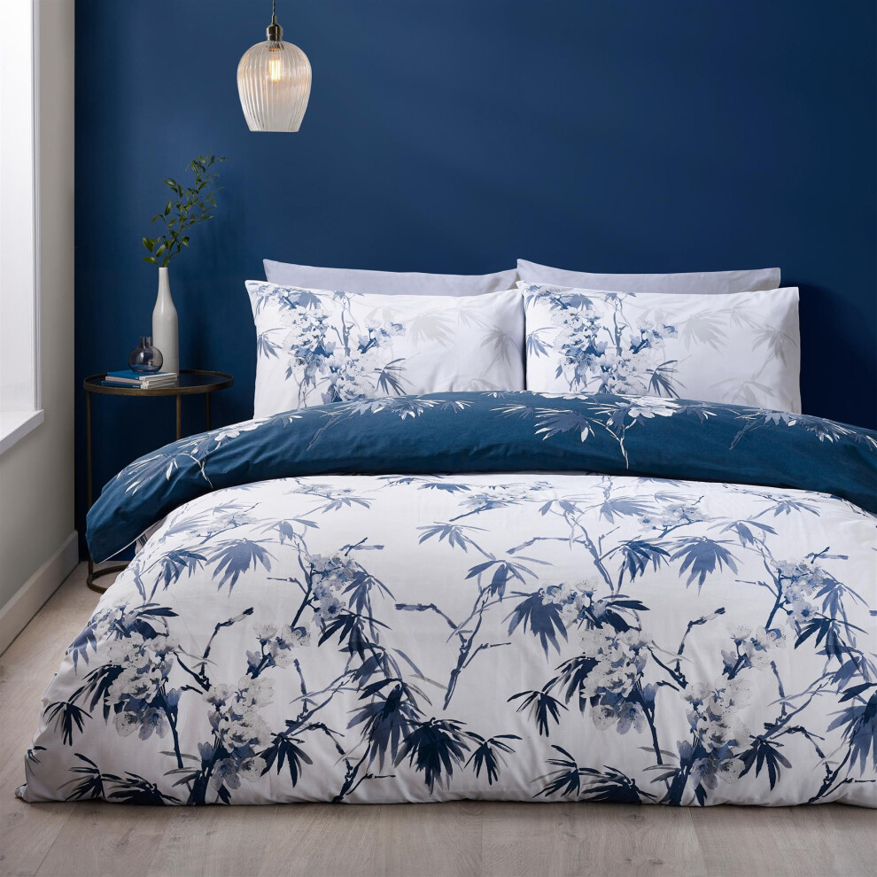 Catherine Lansfield Blue Kyoto Floral Duvet Set - Super King - Image 5