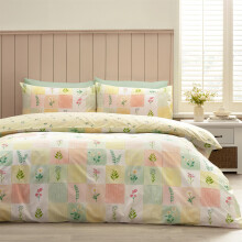 (Single, Yellow) Catherine Lansfield Daisy Patchwork Duvet Cover & Pillowcase(s) Bed Set Bedding