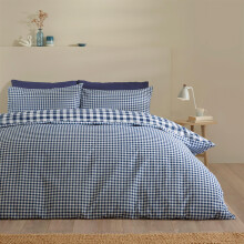 (Super King, Blue) Catherine Lansfield Bamford Gingham Check Duvet Cover Set Bedding Set