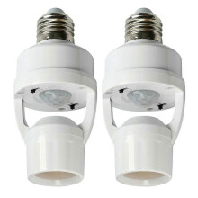 (2pcs)E27 Motion Sensor LED Bulb Holder - Wireless Smart Socket with Infrared Technology for Hands-Free Lighting