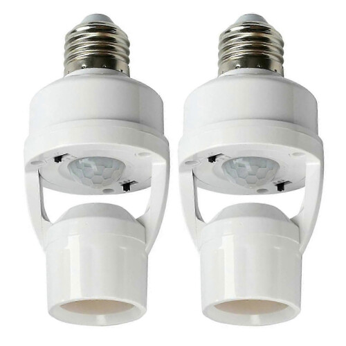 (2pcs)E27 Motion Sensor LED Bulb Holder - Wireless Smart Socket with Infrared Technology for Hands-Free Lighting