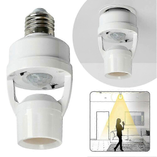 (2pcs)E27 Motion Sensor LED Bulb Holder - Wireless Smart Socket with Infrared Technology for Hands-Free Lighting 1