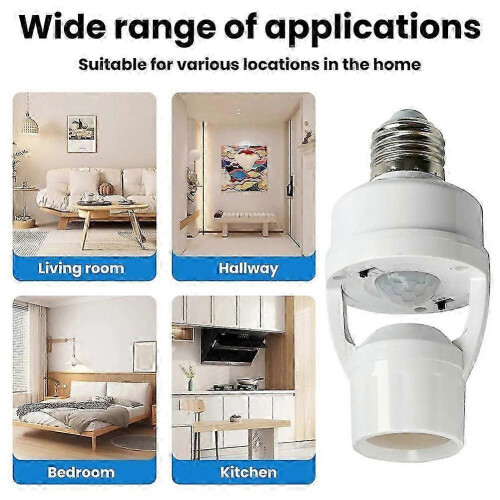 (2pcs)E27 Motion Sensor LED Bulb Holder - Wireless Smart Socket with Infrared Technology for Hands-Free Lighting 2