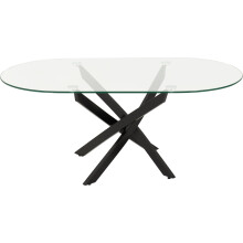 Sheldon Oval Coffee Table - Clear Glass/Black