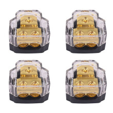 4X Audio Amplifier Power Distribution Block 1 in 2 Out Way Power Ground Distributor Blocks Car Amplifier Audio Splitter