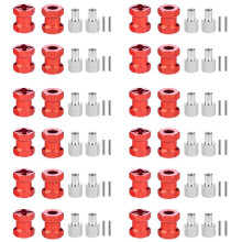 24X RC Auto Metall 12Mm Rad Sechskant Nabe 15Mm VerläNgerungs Kupplung für AXIAL SCX10 D90 CC01 F350 1/10 RC Crawler Rot