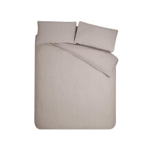 (Single, Beige) Catherine Lansfield Crinkle Seersucker Duvet Cover Set Bedding Set