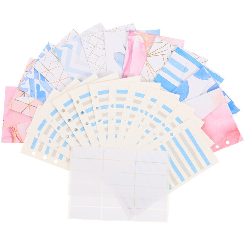 1Set Portable Multi-Color Cash Envelopes with Loose-Leaf Budget Sheets