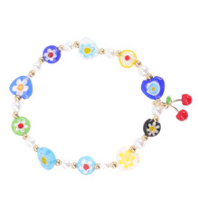 Multi Color Girls Cherry Bead Bracelet for Women with Charms