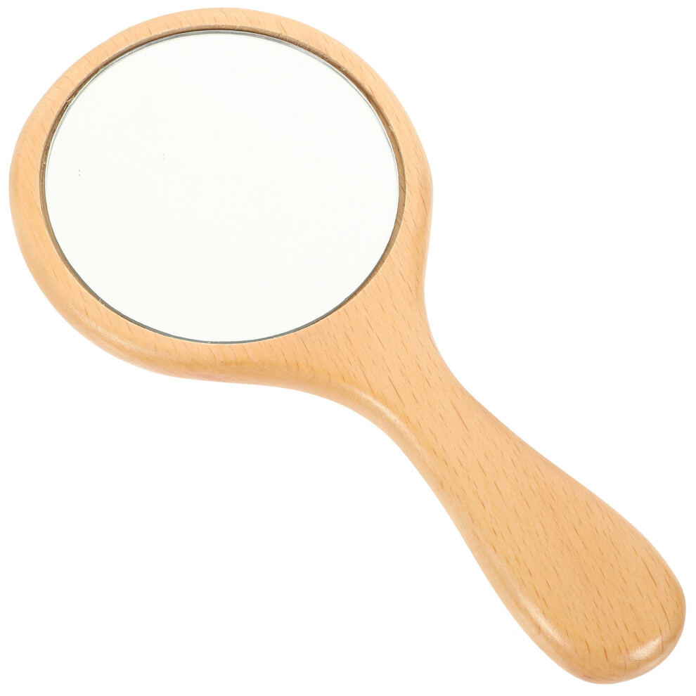 Supvox Hand Mirror Wooden Makeup Mirror Portable For Home Travel