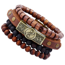 4Pcs Beaded Wood Bracelet Set for Women Multi Color Stackable Stylish