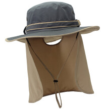 Dark Grey Bucket Hat with Flap Uv Sunhat for Fishing Hiking