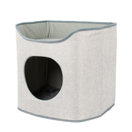 Cat Beds Grey Plush Minimalist Cat Tree 1pcs