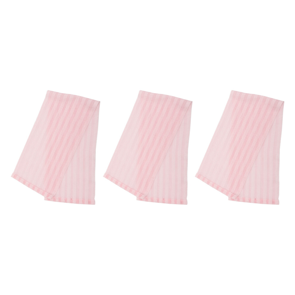 Supvox Pink 3Pcs Bath Scrubbers Polyester Fiber Back Exfoliating Towels