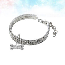 Elastic Dog Collar Rhinestone White Shiny Decor For Pets 1pc
