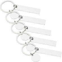 5Pcs Silver Stainless Steel DIY Keychain Blanks Rectangle Hanging Tags