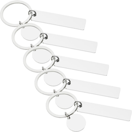 5Pcs Silver Stainless Steel DIY Keychain Blanks Rectangle Hanging Tags