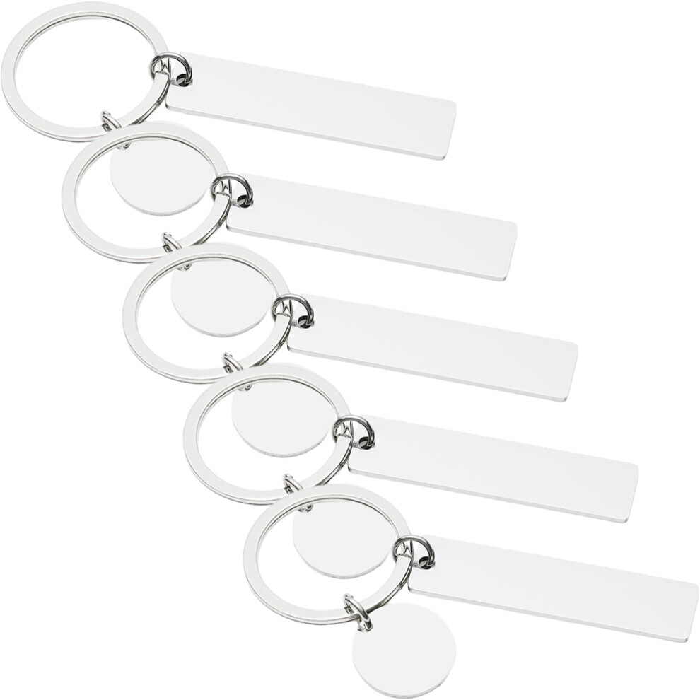 5Pcs Silver Stainless Steel Diy Keychain Blanks Rectangle Hanging Tags 3733496500286