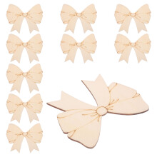 10Pcs Blank Beige Wooden Bowknot Tags for DIY Crafting and Painting