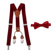 1 Set Kids Suspenders Bow Tie Set Adjustable Elastic Y Back With Clips