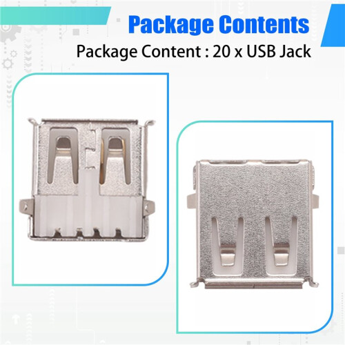 20 Pcs USB Female Type A 4-Pin DIP Right Angle Plug Jack Socket Connector