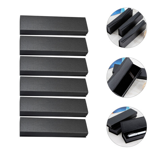 6Pcs Fountain Pen Gift Boxes Black Small Pen Display Organizer Cases 2