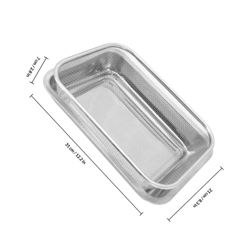 ensemble écumoire acier inoxydable rack rectangulaire pour huile 1