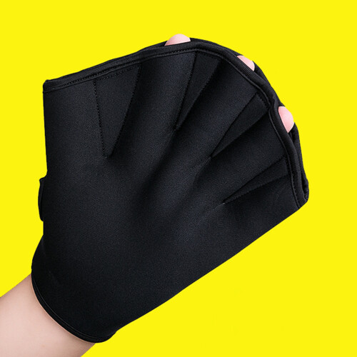 1Pair Black Swim Gloves Webbed Paddle Gloves for Resistance Training 2