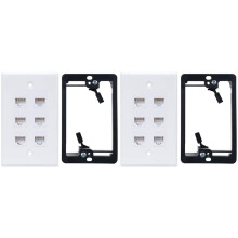 2X Plaque Murale Cat6 6 avec Support de Montage Basse Tension 1 Groupe pour Câbles Réseau Cat5E, Cat6, Cat6A, Cat7, Blanc