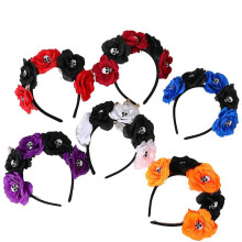 6PCS Halloweenparty DIY Decoration Headband Carnivals Day of the Dead Skull Flower Crown Gothic Headwear Cosplay Costume