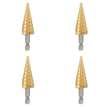 4pcs 4-20mm HSS Straight Step Drill Bit Wood Metal Hole Cutter Core Drill Bit Pagoda Drill Bit