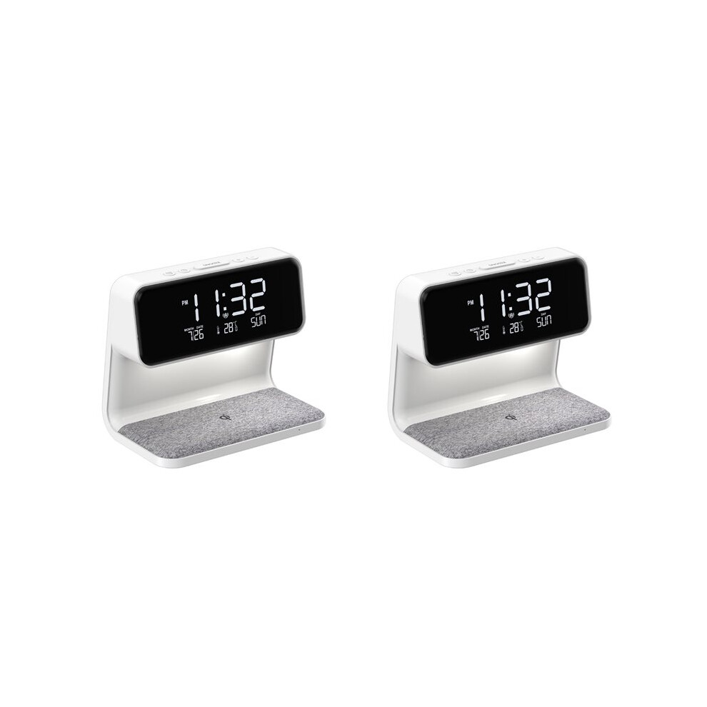 2X Alarm Clock With Wireless Charging And Lights Dimmable Digtial Alarm Clock Charging Station For Bedroom 4712978694766