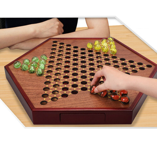Ensemble Jeu De Dames Chinois En Bois Et Billes 2