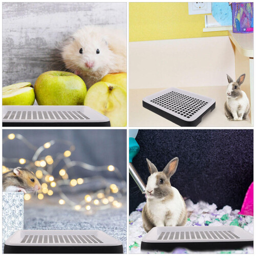 2Pcs Small Pet Litter Box Black PP Plastic Bunny Rabbit Hamster Toilet 2