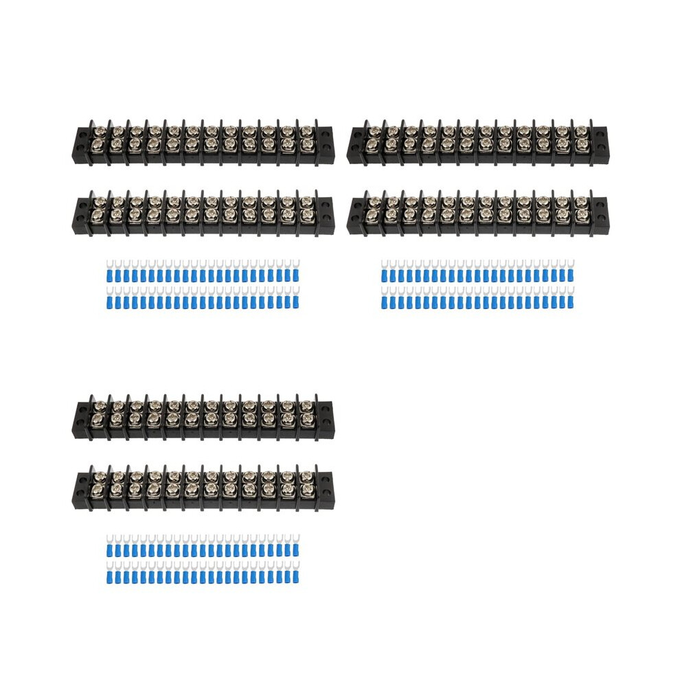 6Pcs 12 Circuits 12 Positions Terminal Block 20-30A 200-450V Dual Row Screw Terminals Strip 6032990610871