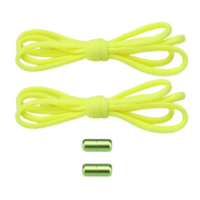 (Fluorescent yellow)Unisex Convenient Slip On Shoelace Accessories Elastic No Tie Shoe Laces with Metal Aglets for Commuting Sports Travel brown