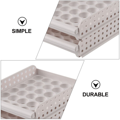 1Pièces Boîte Rangement Œufs Plastique Double Usage Empilable Blanche 2
