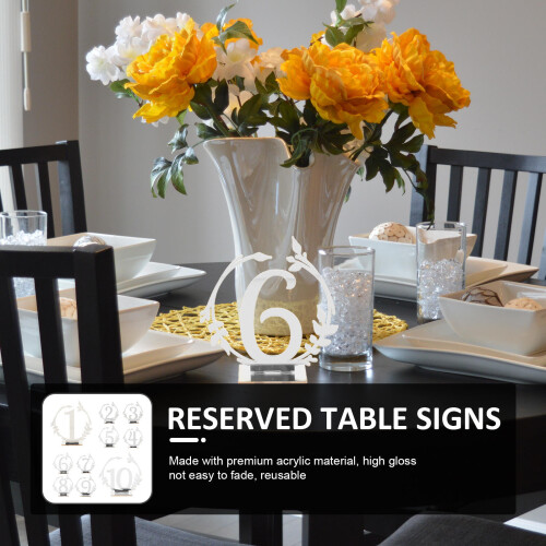 10Pcs Silver Decorative Acrylic Reserved Signs for Wedding Table Use 2