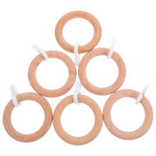 6Pcs Khaki Wooden Curtain Rings Round Drapery Rings for Home