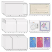 36 Pcs A6 Binder Pockets Cash Envelopes Clear Folder Organizer Photocard Sleeve Sheets for Credit Business Card Money