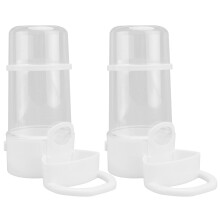 2Pcs White Plastic Poultry Drinking Fountain Automatic Bird Feeder