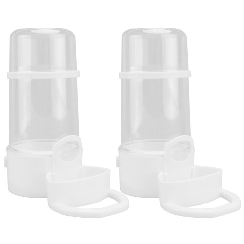 2Pcs White Plastic Poultry Drinking Fountain Automatic Bird Feeder