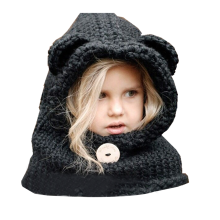 Zwart Kinder Wintermuts Beer Met Sjaal Gebreid Comfortabel